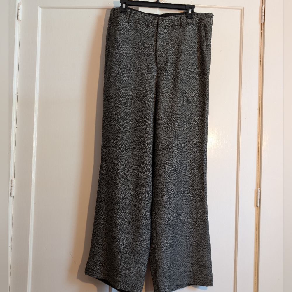 Soft Surroundings Tweed look Slacks, Pants, 14, Black/White Woven, Wide Leg